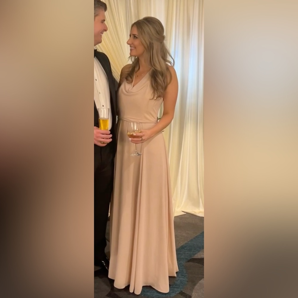 Amsale Daryn Bridesmaid Dress in Fawn/Taupe - Picture 2 of 4